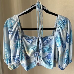 Blue Floral Women's Top